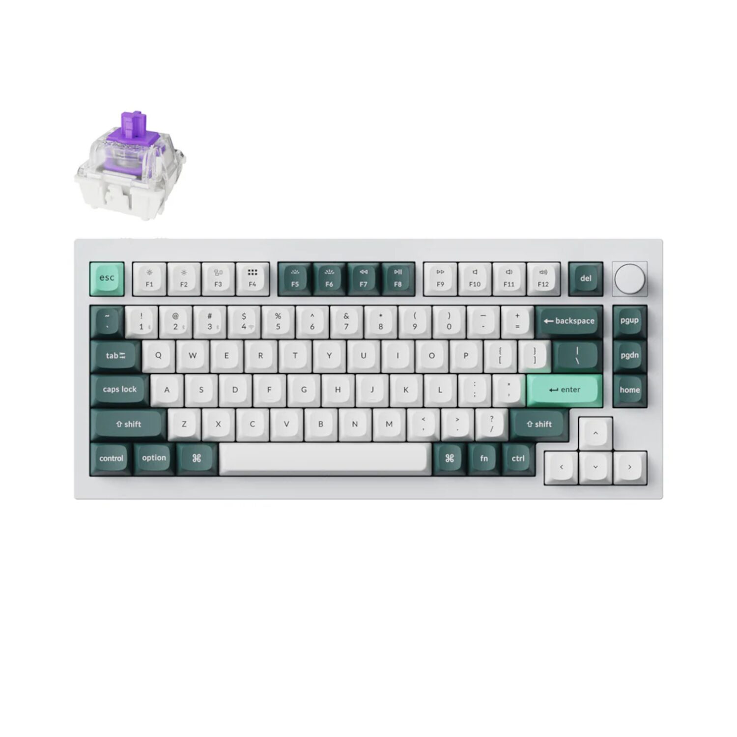 Q1H-M1-wr-01-1 Keychron Q1H-P1 QMK Wireless Custom Keyboard - White
