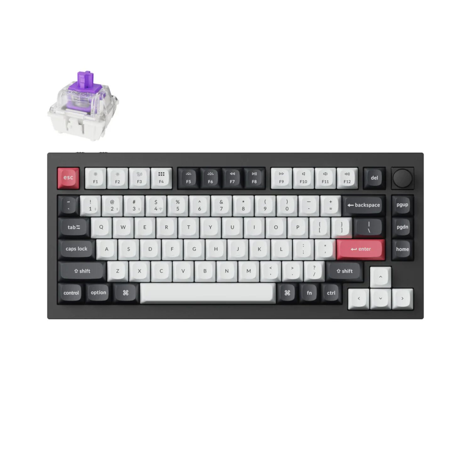 Q1H-M1-wr-01 Keychron Q1H-M1 QMK Wireless Custom Keyboard - Black