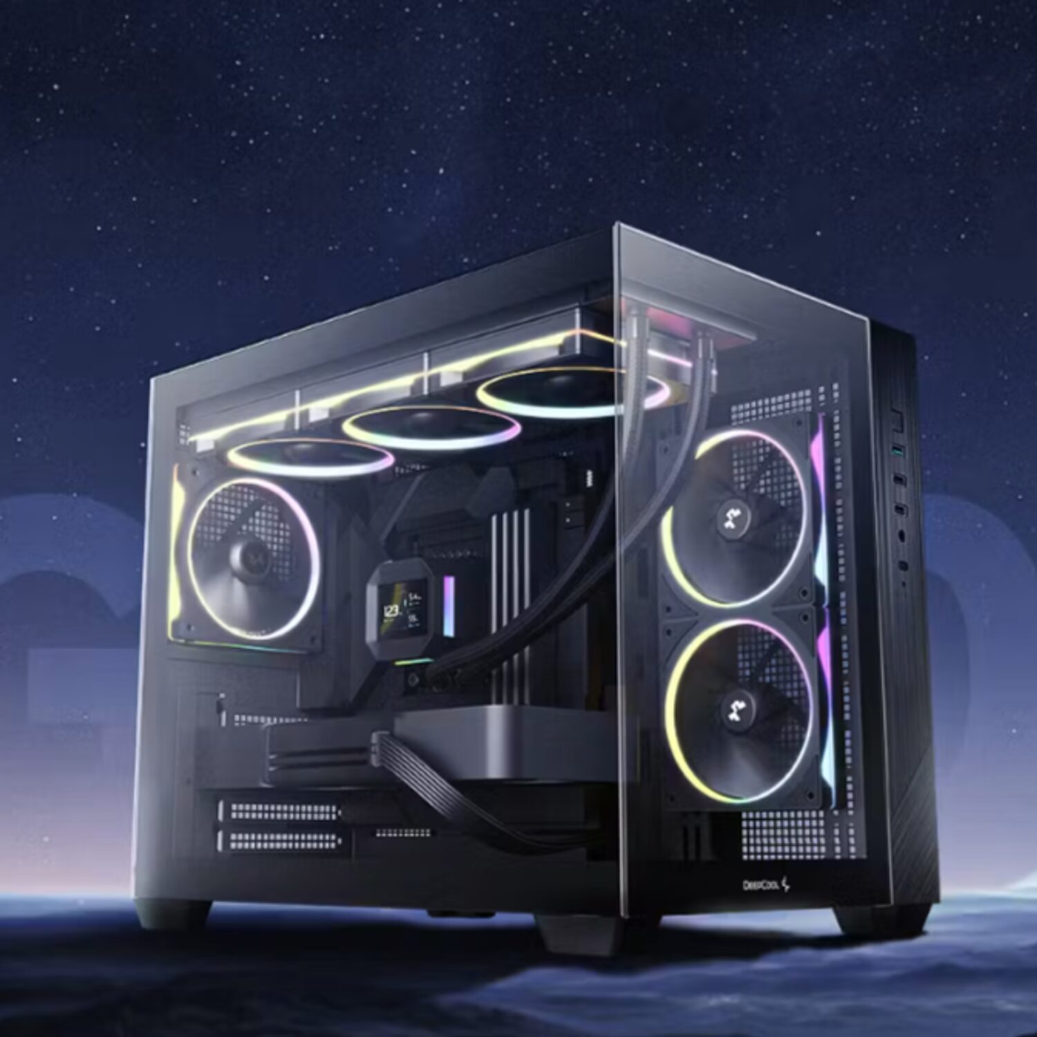 R-CG330-BKNGM3-G_DEEPCOOL_CHASSIS_CG330_5F_MATX_ARGB_BK_wr_01 Deepcool CG330 3F Panoramic Dual-Chamber Micro-ATX Gaming Chassis - Black