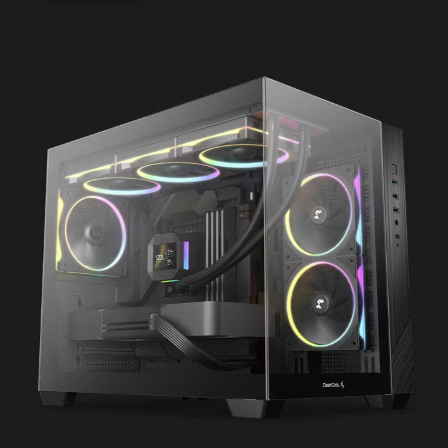 R-CG330-BKNGM3-G_DEEPCOOL_CHASSIS_CG330_5F_MATX_ARGB_BK_wr_02 Deepcool CG330 3F Panoramic Dual-Chamber Micro-ATX Gaming Chassis - Black