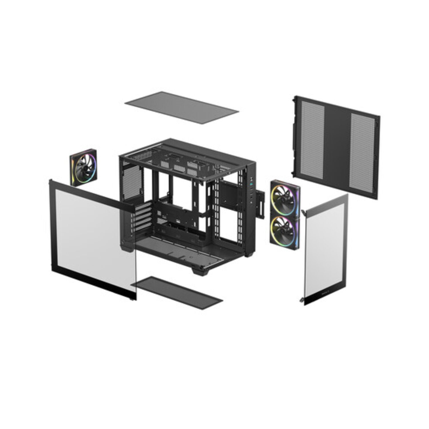 R-CG330-BKNGM3-G_DEEPCOOL_CHASSIS_CG330_5F_MATX_ARGB_BK_wr_05 Deepcool CG330 3F Panoramic Dual-Chamber Micro-ATX Gaming Chassis - Black