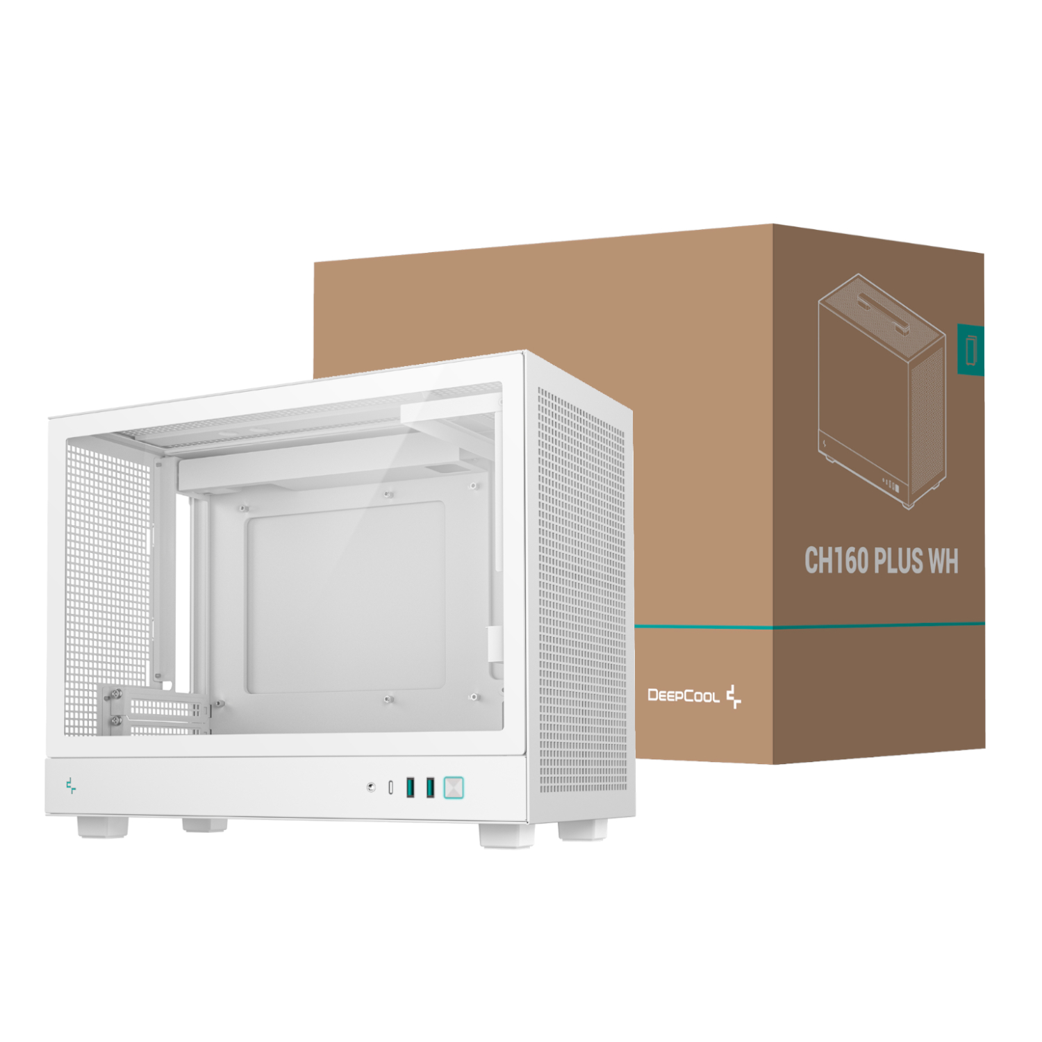 R-CH160-WHNGM0-G_DeepCool-CH160-PLUS-Micro-ATX-Chassis-White_wr_01a DeepCool CH160 PLUS Micro-ATX Chassis - White