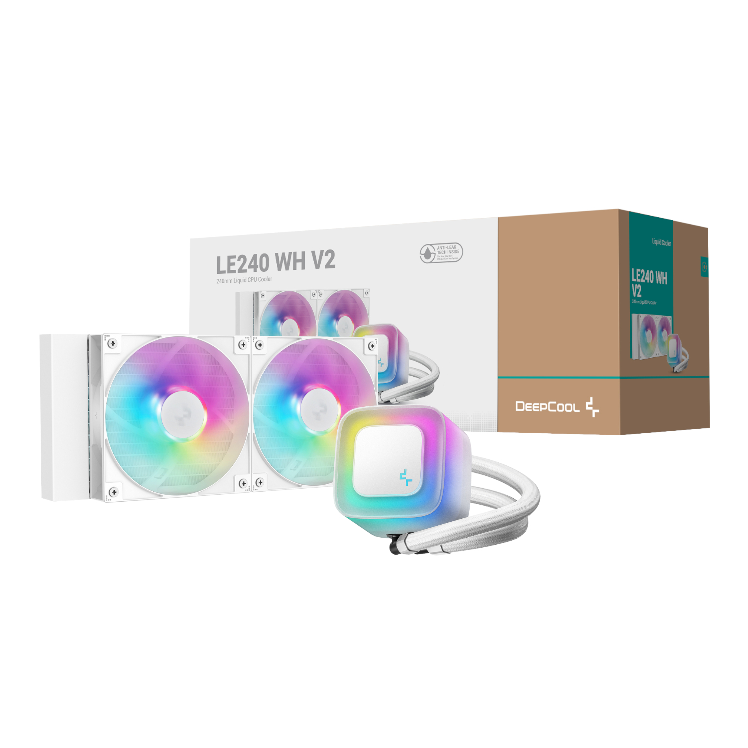 R-LE240-WHAMMN-G-2_DeepCool-LE240-V2-240mm-ARGB-AIO-CPU-Liquid-Cooler-White_wr_01 DeepCool LE240 V2 240mm ARGB AIO CPU Liquid Cooler - White