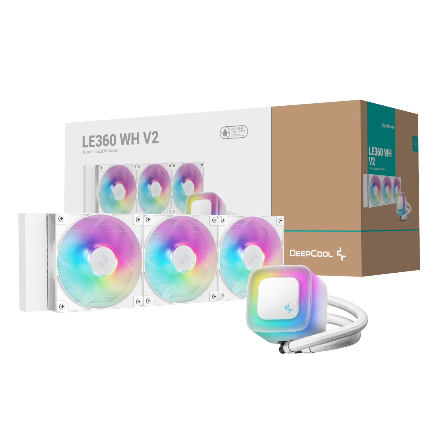 R-LE360-WHAMMN-G-2-White_DeepCool-LE360-V2-ARGB-360mm-AIO-Liquid-Cooler-White_wr_01a DeepCool LE360 V2 ARGB 360mm AIO Liquid Cooler - White
