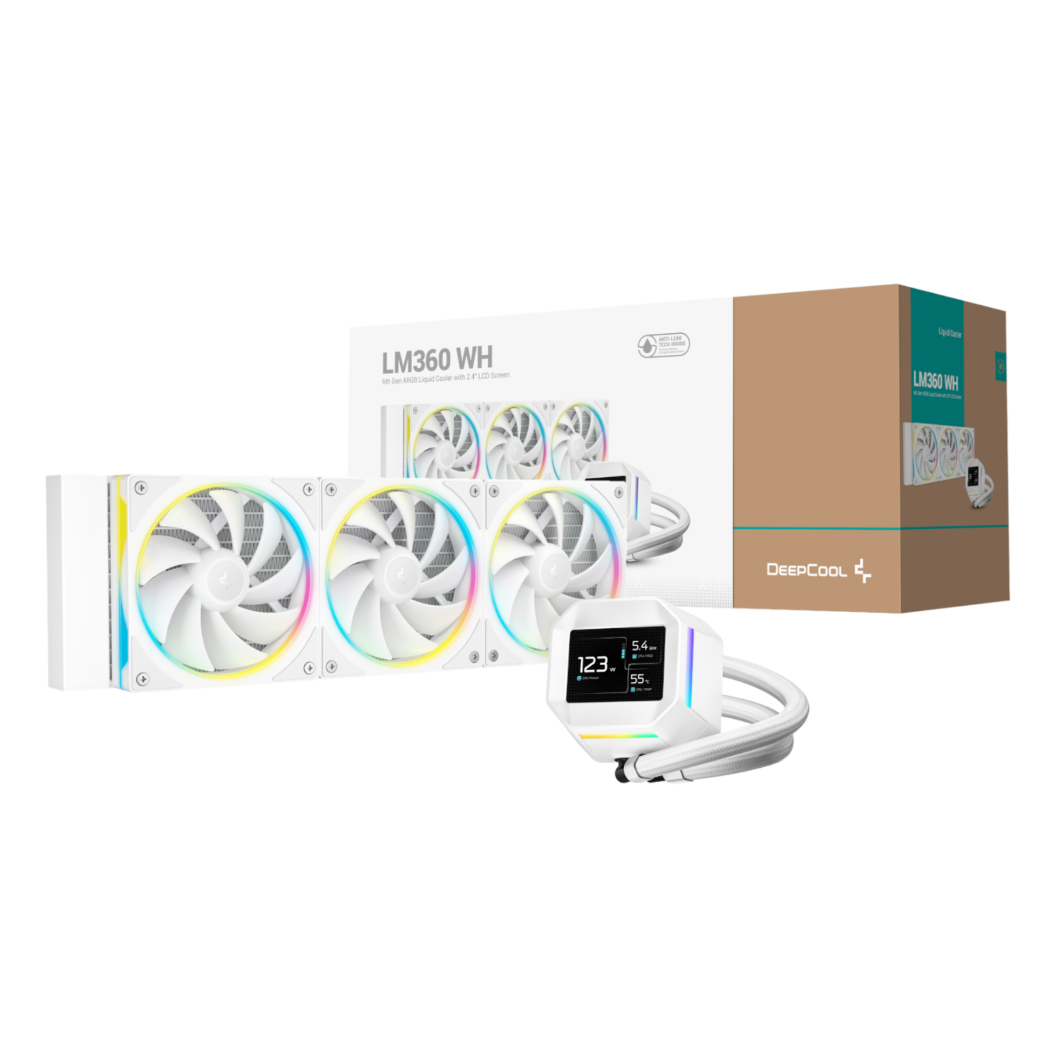 R-LM360-WHDMMC-1_DeepCool-LM360-ARGB-360mm-AIO-CPU-Liquid-Cooler-White_wr_01 DeepCool LM360 ARGB 360mm AIO CPU Liquid Cooler - White