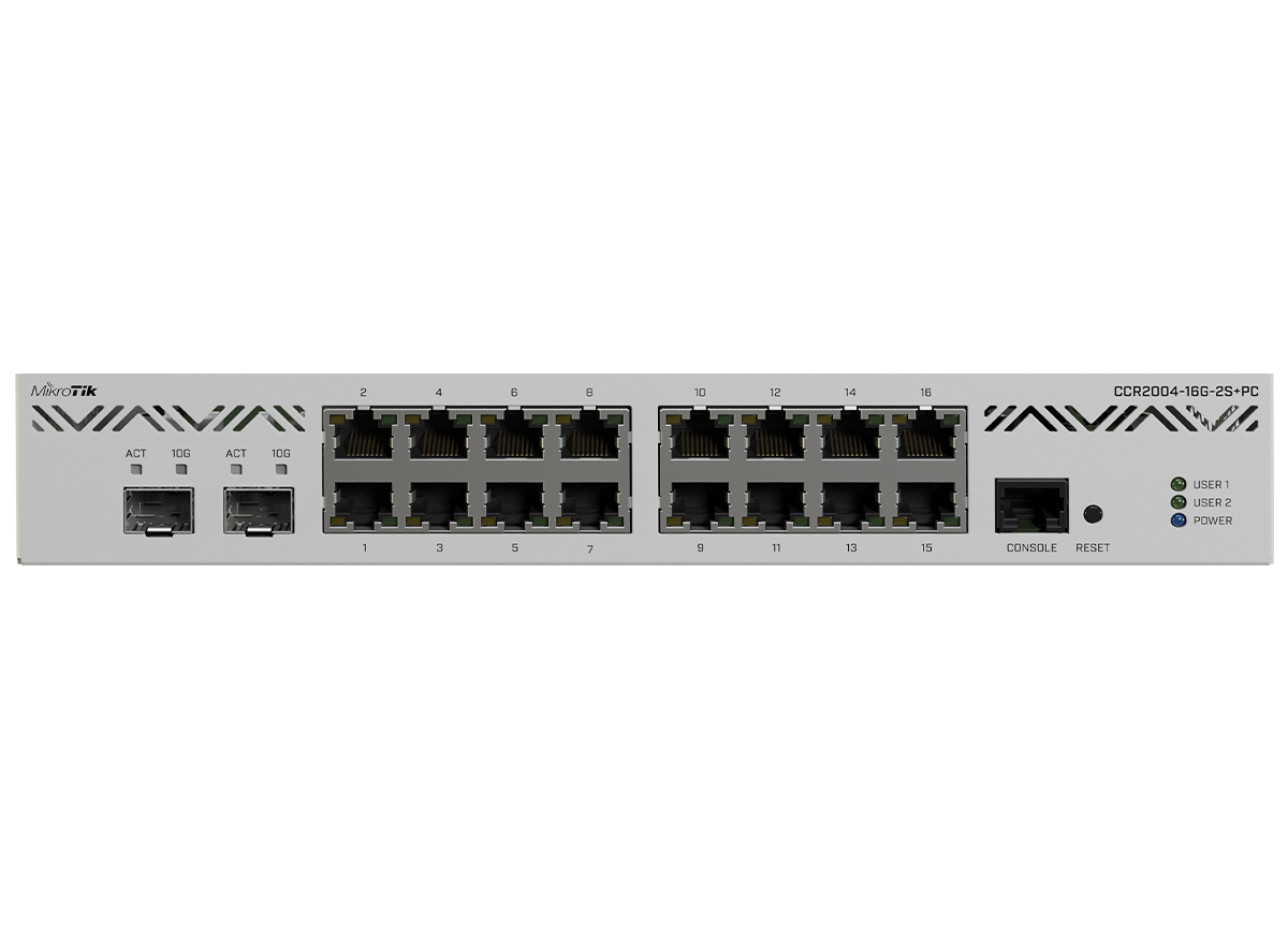 RB-CCR2004PC MikroTik Cloud Core 16 Port Gigabit 2SFP+ Passive Cooling Router