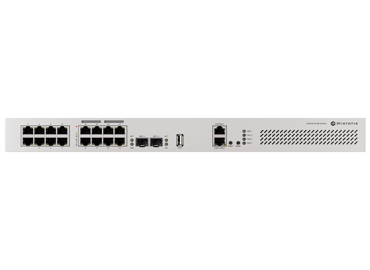 RB-CRS418P MikroTik Cloud Router Switch 16 Port with 8 PoE 150W 2SFP+