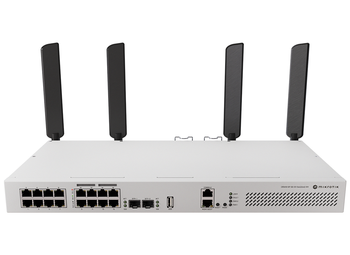 RB-CRS418PAX MikroTik Cloud Router Switch 16 Port with 8 PoE 150W 2SFP+ WiFi 6