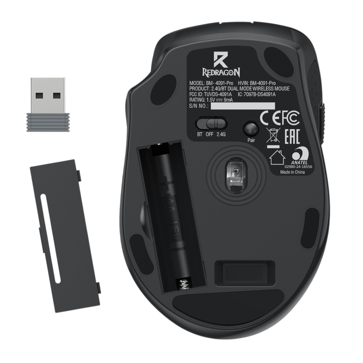 RD-BM-4091-PRO_Redragon-BM-4091-PRO-26000-DPI-Dual-Mode-Wireless-Gaming-Mouse-Black_wr_06a Redragon BM-4091 PRO 4000 DPI Dual Mode Wireless Office Mouse