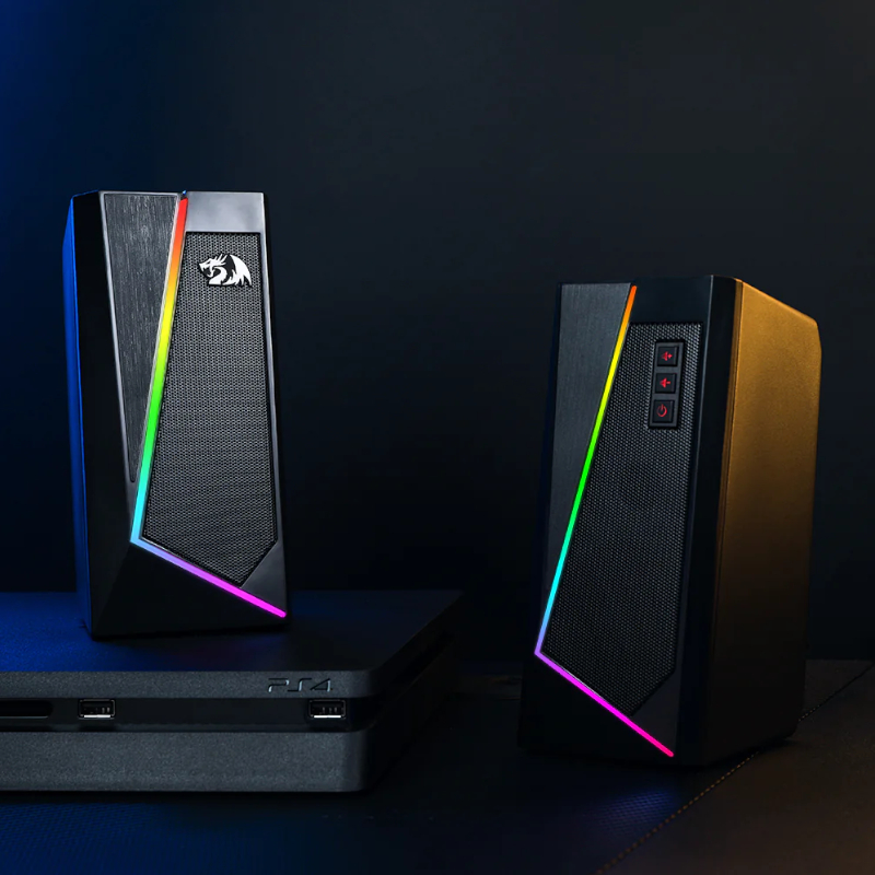 RD-GS520_wr_06 REDRAGON 2.0 Satellite Speaker ANVIL 2 x 3W RGB USB|Aux Gaming Speaker - Black