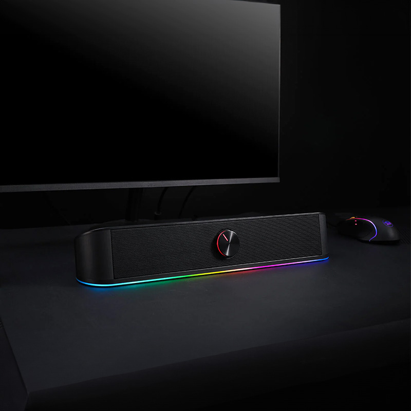 RD-GS560_wr_01-1 REDRAGON 2.0 Sound Bar ADIEMUS 2 x 3W RGB USB|Aux PC Gaming Speaker - Black