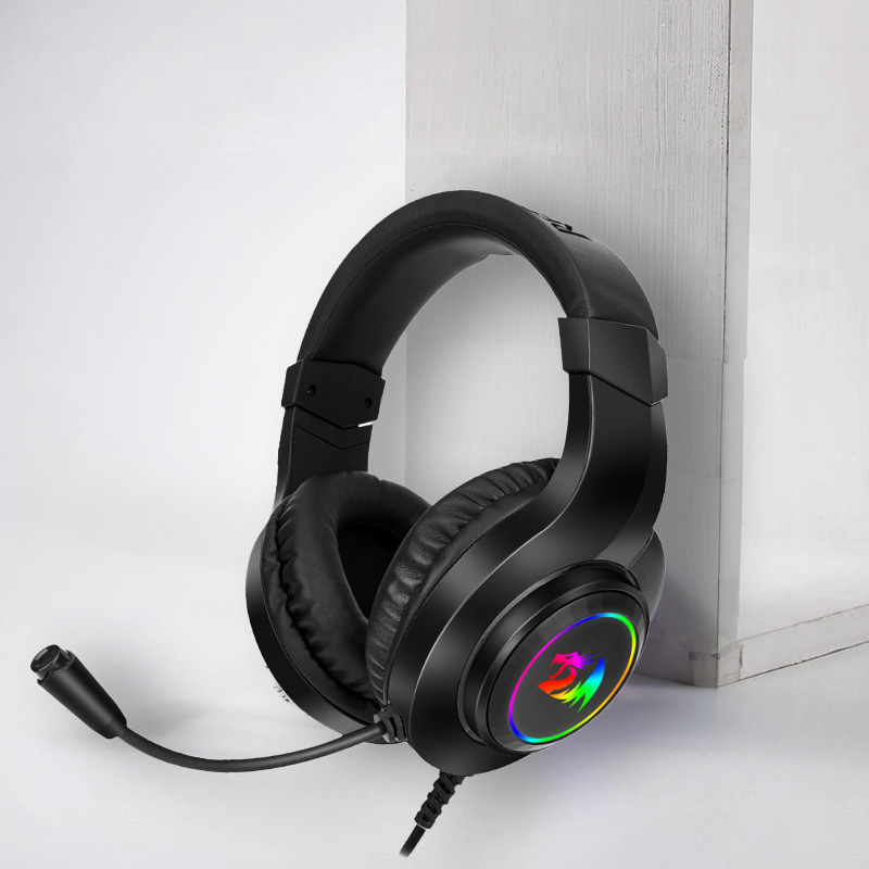 REDRAGON Over-Ear HYLAS Aux (Mic and Headset)|USB (Power Only)
RGB Gaming Headset - Black