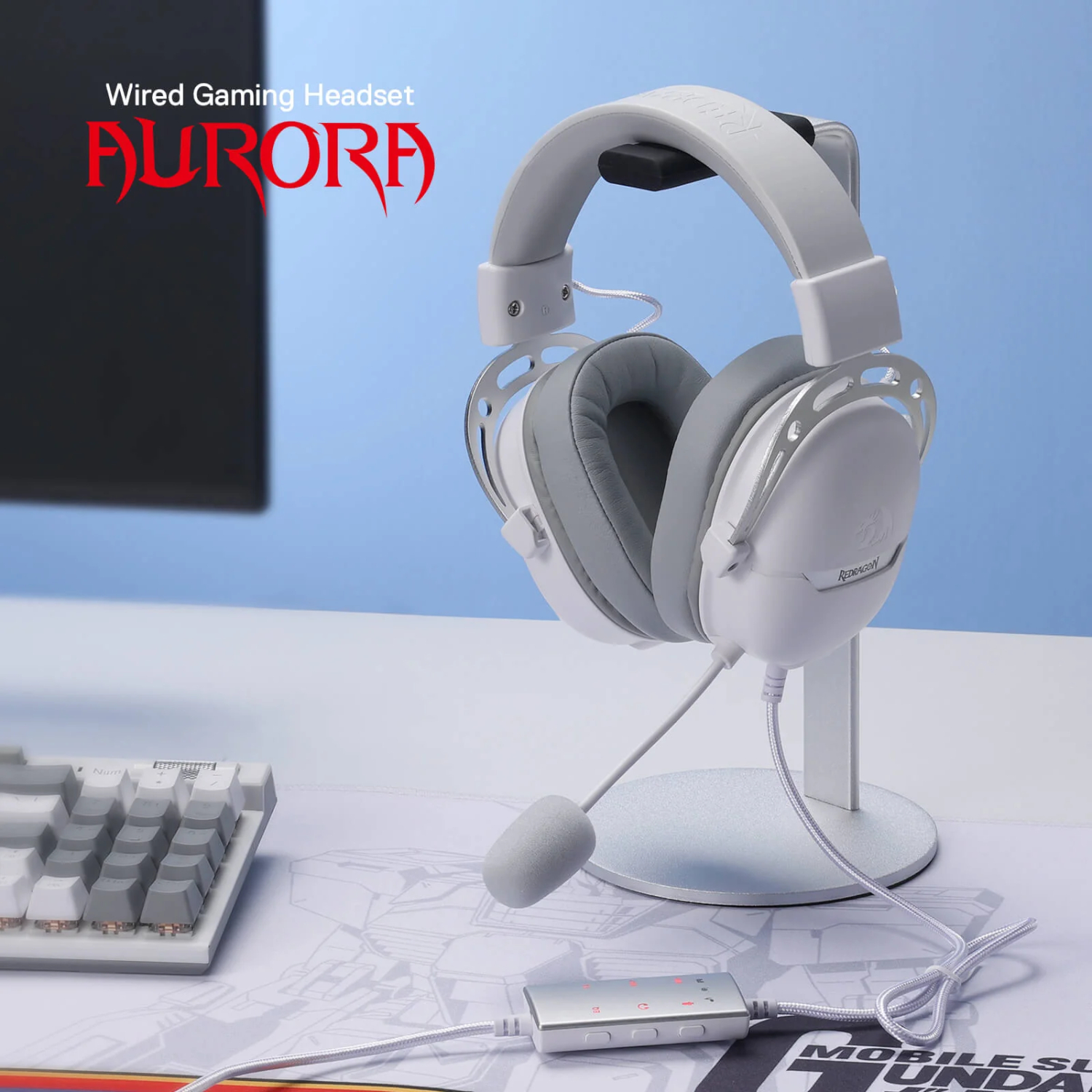 RD-H376WG_REDRAGON-OVER-EAR-AURORA-WH_wr_02 REDRAGON Over-Ear AURORA Gaming Headset - White