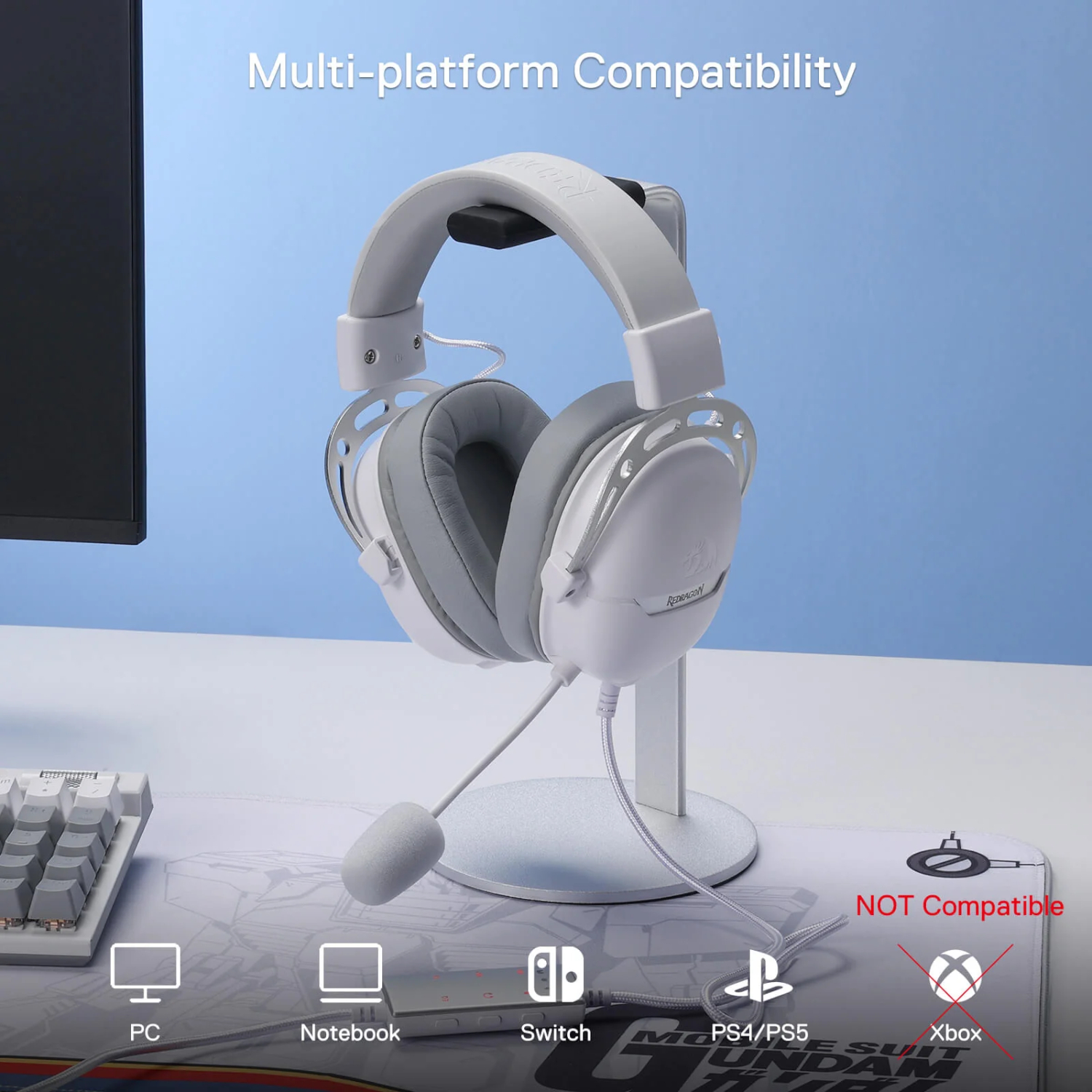RD-H376WG_REDRAGON-OVER-EAR-AURORA-WH_wr_06 REDRAGON Over-Ear AURORA Gaming Headset - White
