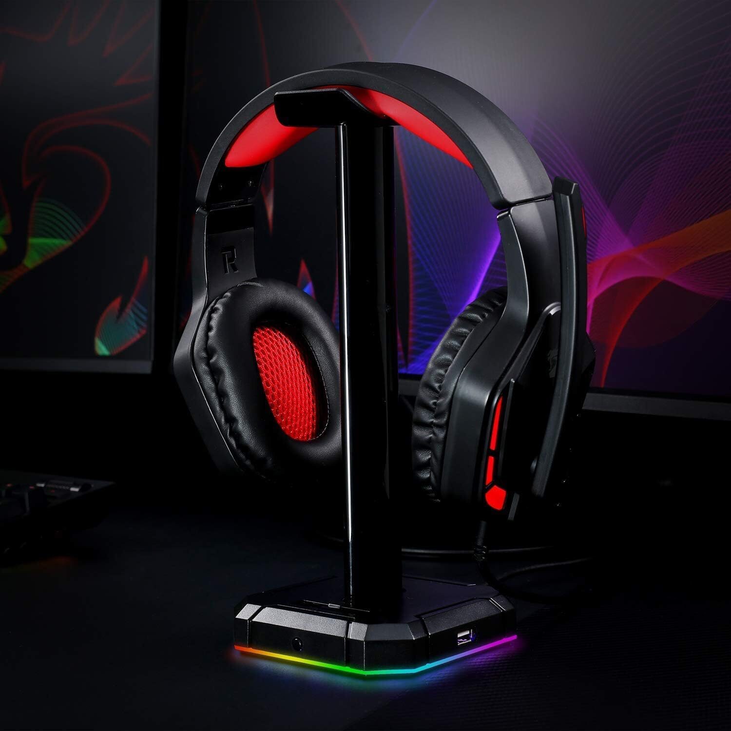 RD-HA300-WR-05 Redragon HA300 Scepter Pro RGB Headset Stand with USB Hub (4 x USB 2.0, RGB Lighting)