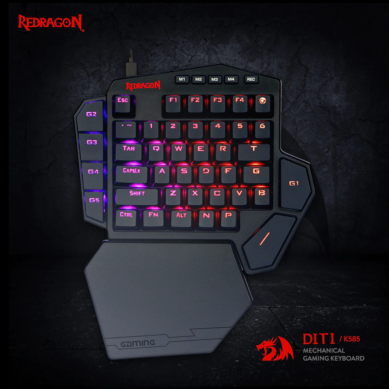 RD-K585RGB-PRO_wr_01 REDRAGON Diti Elite Pro One-Handed RGB Wireless Mechanical Gaming Keyboard - Black