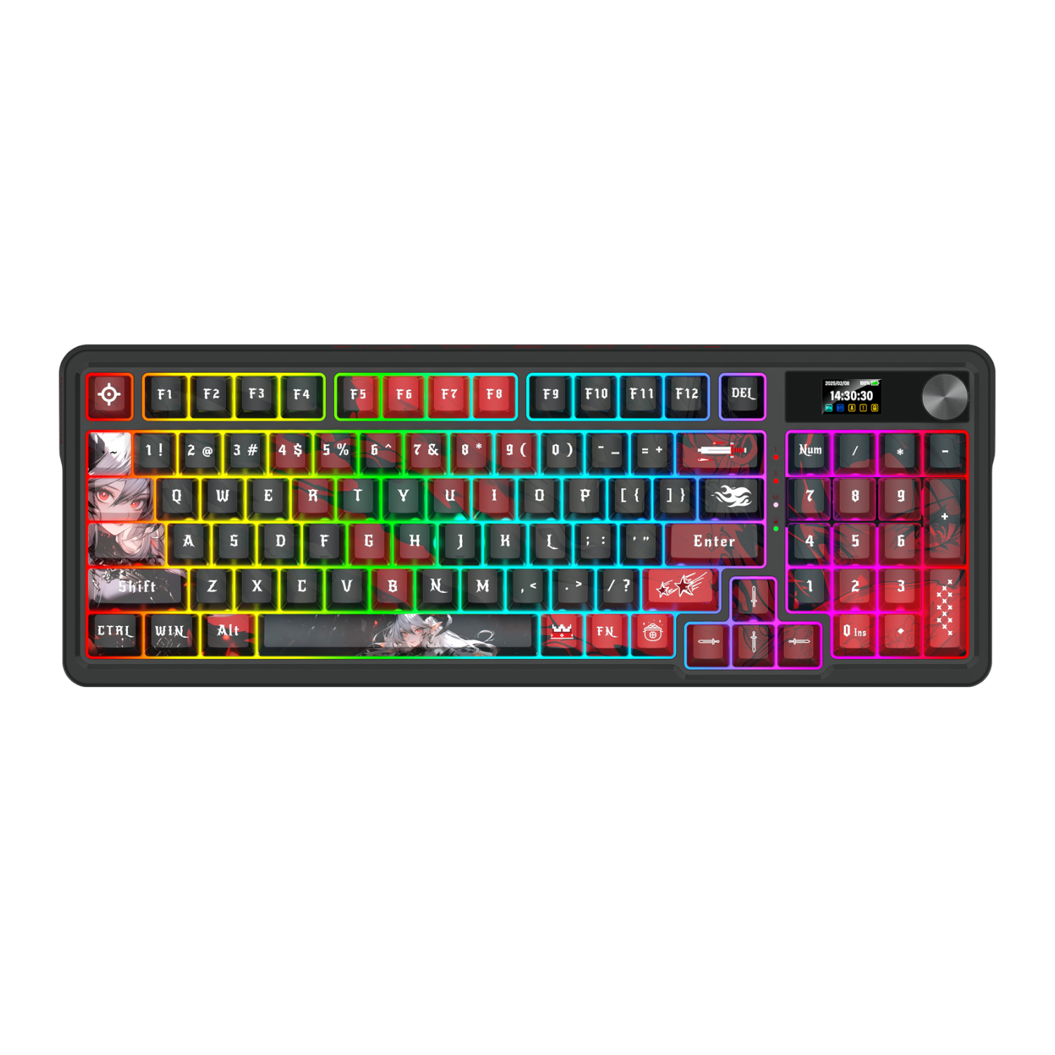 RD-K719AK-RGB-PRO_Redragon-K719AK-ARTEMIS-PRO-RGB-Wireless-LCD-Mechanical-Gaming-Keyboard-Black_wr_02a Redragon K719AK ARTEMIS PRO RGB Wireless LCD Mechanical Gaming Keyboard (Anime Edition)
