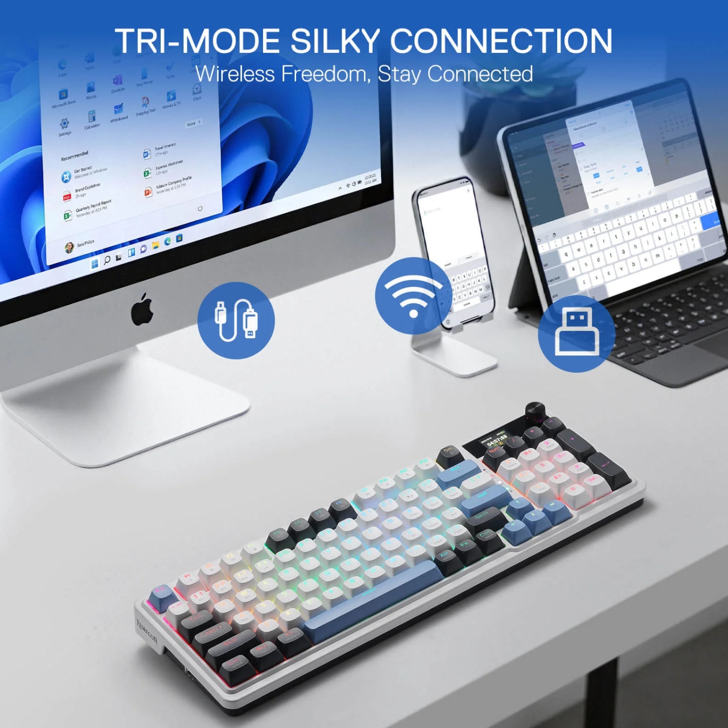 RD-K719WGB-RGB-PRO_Redragon-K719WGB-GALATIN-PRO-Full-sized-RGB-Wireless-Gaming-Keyboard-White_wr_02b Redragon K719WGB GALATIN RGB PRO Full sized Wireless Gaming Keyboard - White