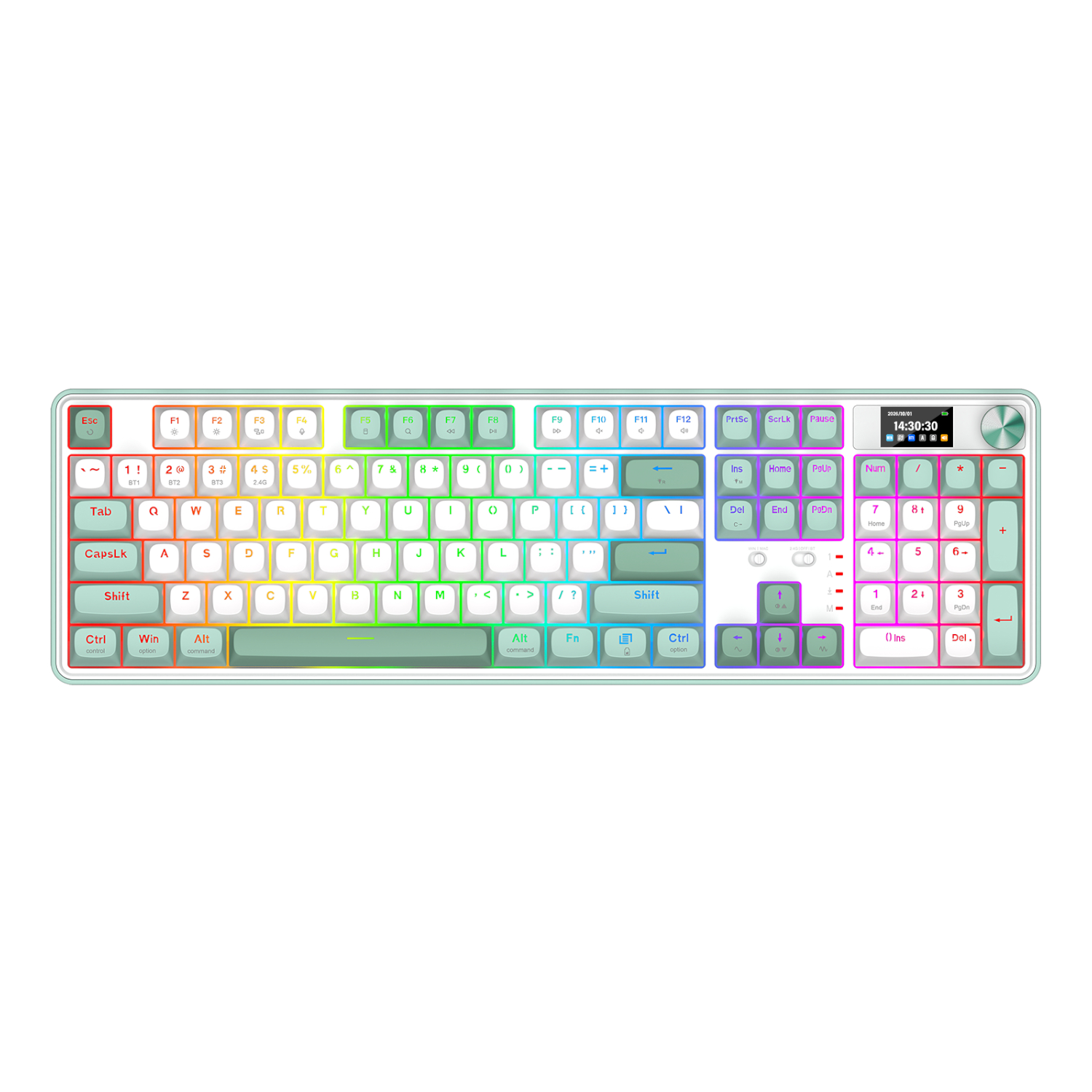 RD-K761WG-RGB-PRO_Redragon-WYVERN-K761-Pro-Full-size-RGB-Wireless-Mechanical-Gaming-Keyboard-White-Green_wr_02a Redragon WYVERN K761 Pro Full-size RGB Wireless Mechanical Gaming Keyboard - White/Green