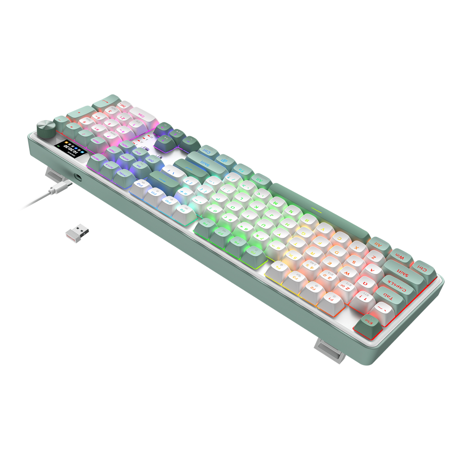 RD-K761WG-RGB-PRO_Redragon-WYVERN-K761-Pro-Full-size-RGB-Wireless-Mechanical-Gaming-Keyboard-White-Green_wr_04a Redragon WYVERN K761 Pro Full-size RGB Wireless Mechanical Gaming Keyboard - White/Green