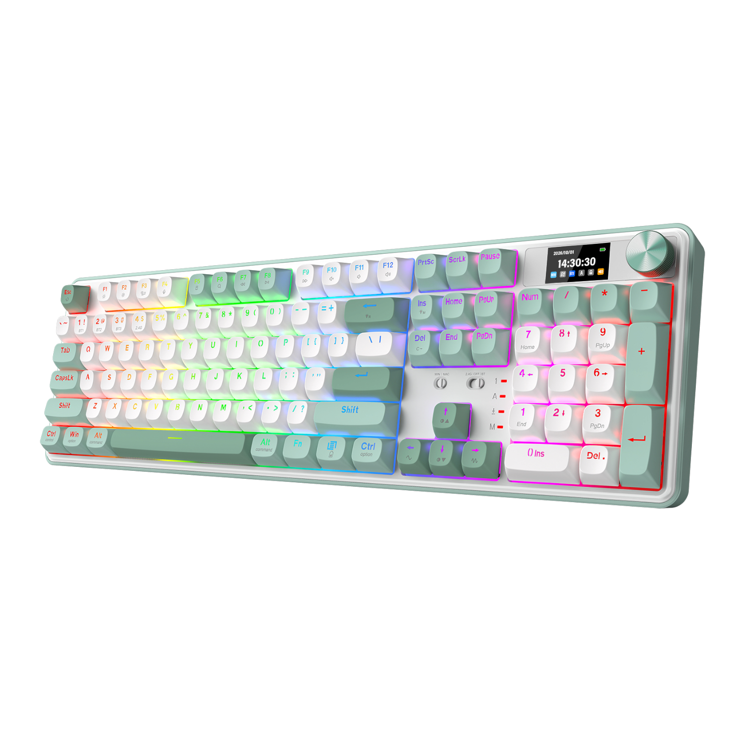 RD-K761WG-RGB-PRO_Redragon-WYVERN-K761-Pro-Full-size-RGB-Wireless-Mechanical-Gaming-Keyboard-White-Green_wr_05a Redragon WYVERN K761 Pro Full-size RGB Wireless Mechanical Gaming Keyboard - White/Green