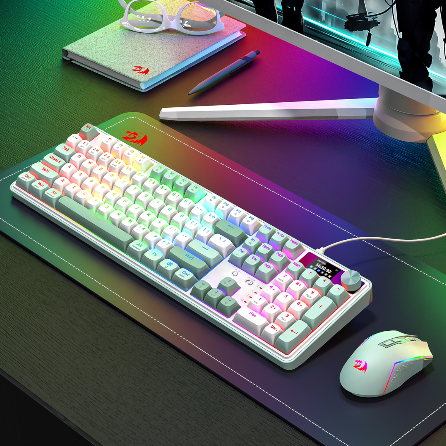 RD-K761WG-RGB-PRO_Redragon-WYVERN-K761-Pro-Full-size-RGB-Wireless-Mechanical-Gaming-Keyboard-White-Green_wr_07a Redragon WYVERN K761 Pro Full-size RGB Wireless Mechanical Gaming Keyboard - White/Green