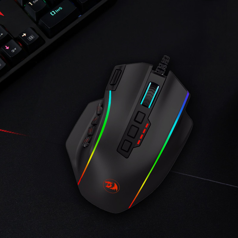 RD-M901-K-2_wr_01c REDRAGON PERDICTION 4 12400DPI RGB MMO Ergo Gaming Mouse - Black