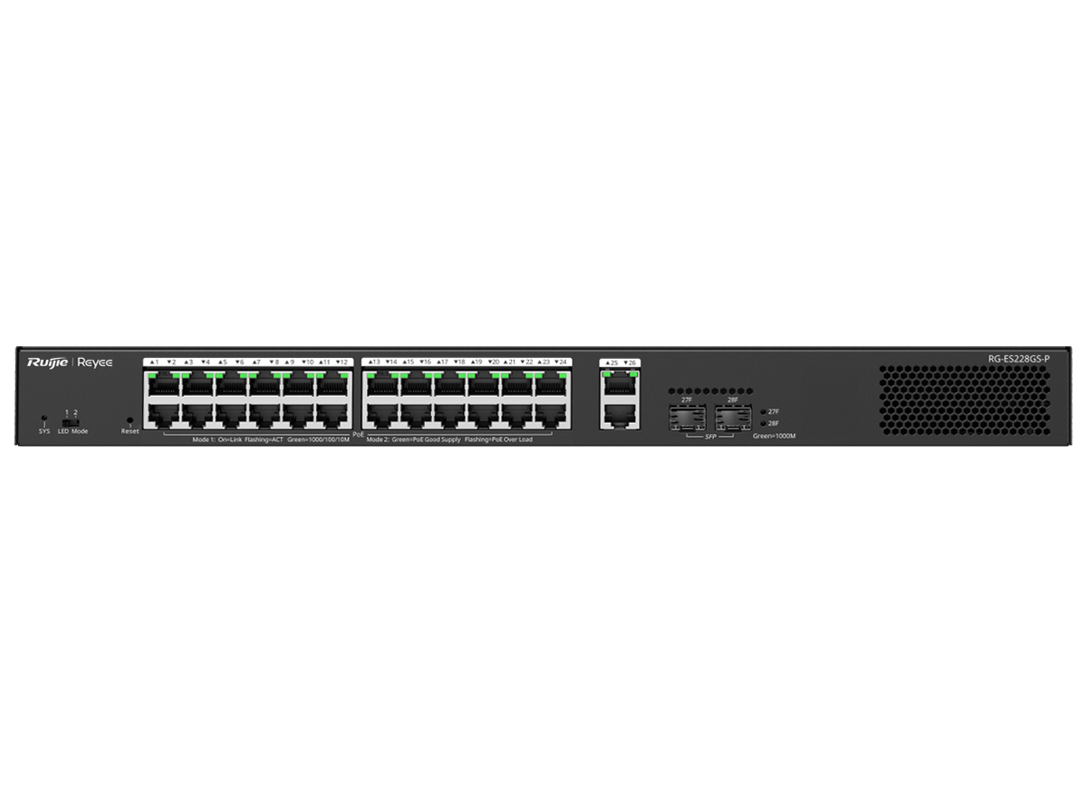RG-ES228GP Reyee 26 Port Gigabit with 24 PoE 370W 2SFP Smart Managed Switch