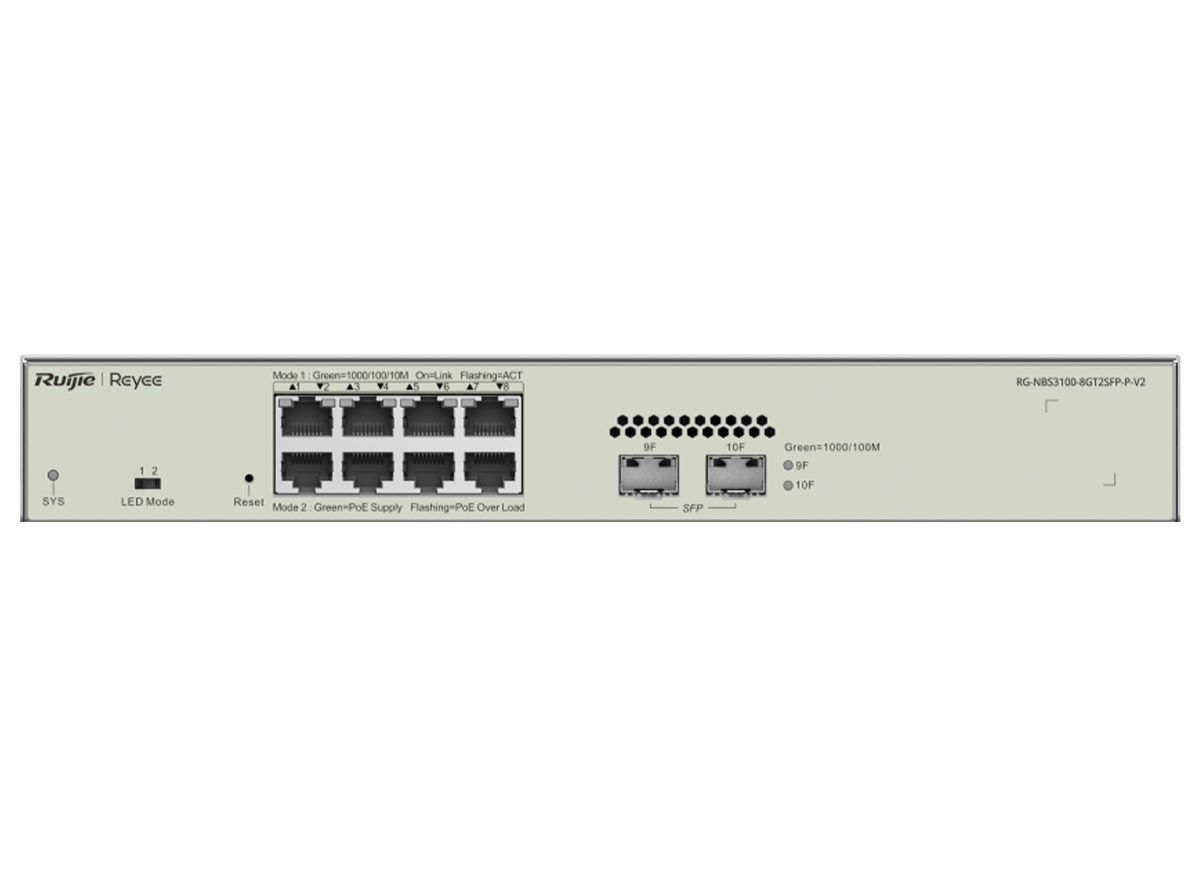 Reyee 8 Port Gigabit PoE 125W 2SFP Layer 2+ Smart Managed Switch