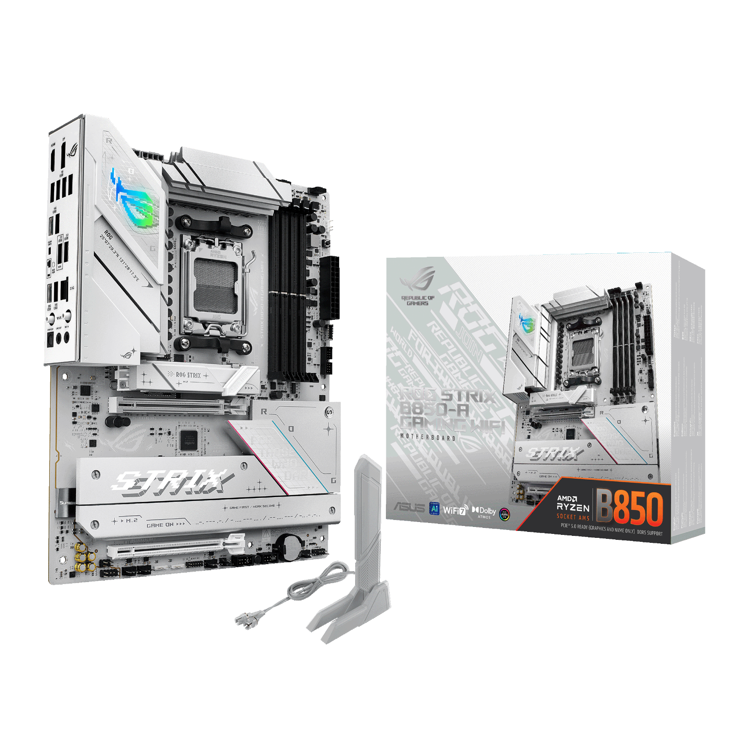 ROGSTRIXB850-AGAMINGWIFI_Asus-ROG-Strix-B850-A-Gaming-Wi-Fi-AM5-ATX-Motherboard-White_wr_01 ASUS ROG STRIX B850-A Gaming AM5 ATX Gaming Motherboard