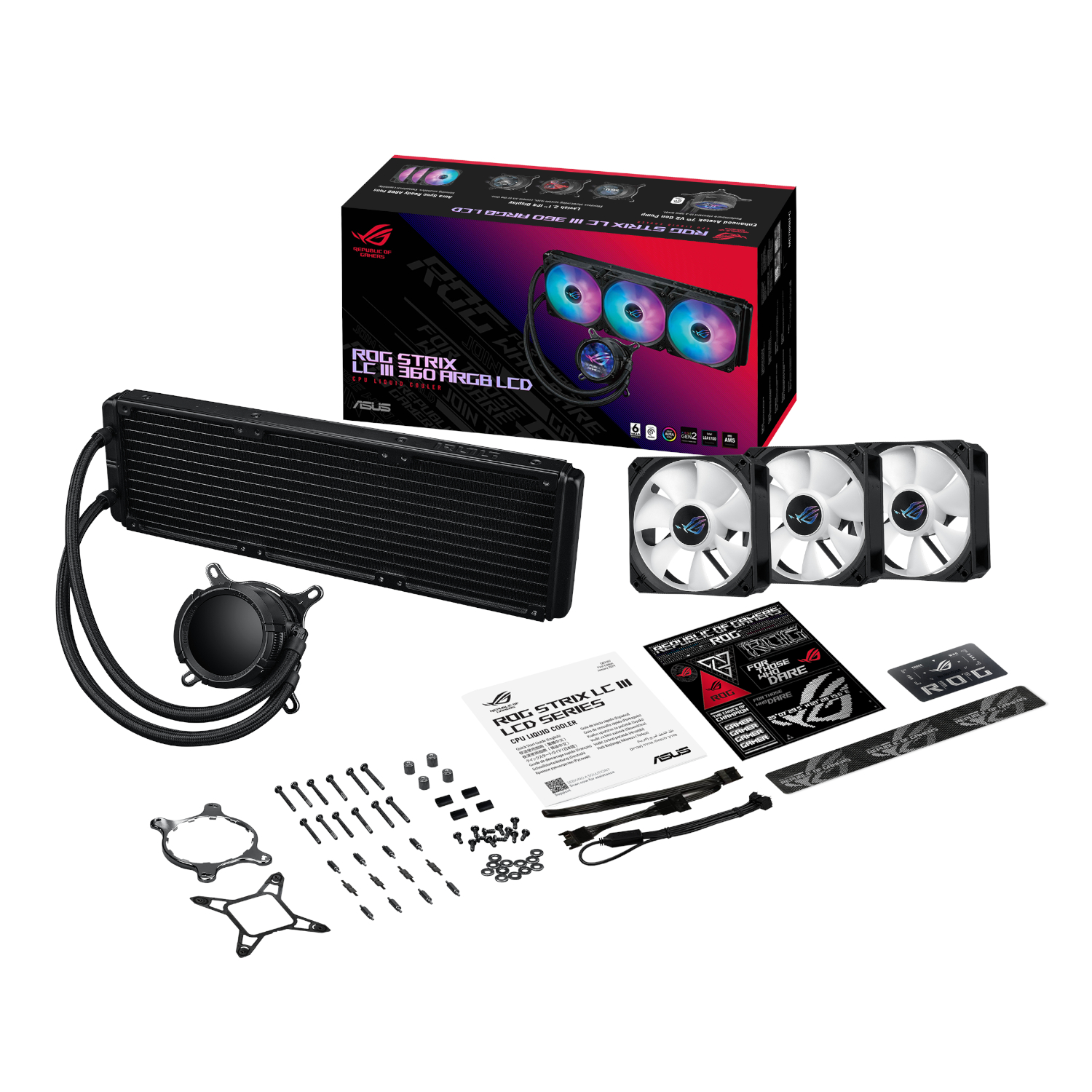 ROGSTRIXLCIII360ARGBLCD_Asus-ROG-STRIX-LC-III-360-ARGB-LCD-All-in-one-CPU-Liquid-Cooler-Black_wr_05a Asus ROG STRIX LC III 360 ARGB LCD All-in-one CPU Liquid Cooler - Black