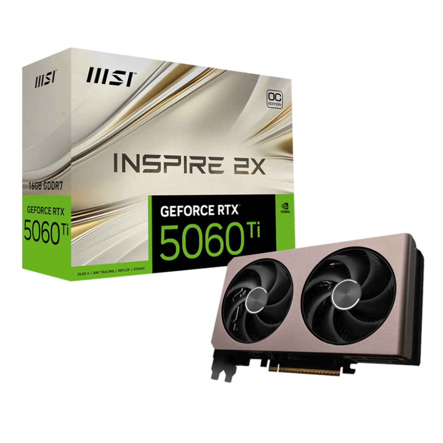 RTX5060TIINSPIRE2XOC16GB-WR-01 MSI GeForce RTX 5060 Ti 16GB INSPIRE 2X OC Graphics Card