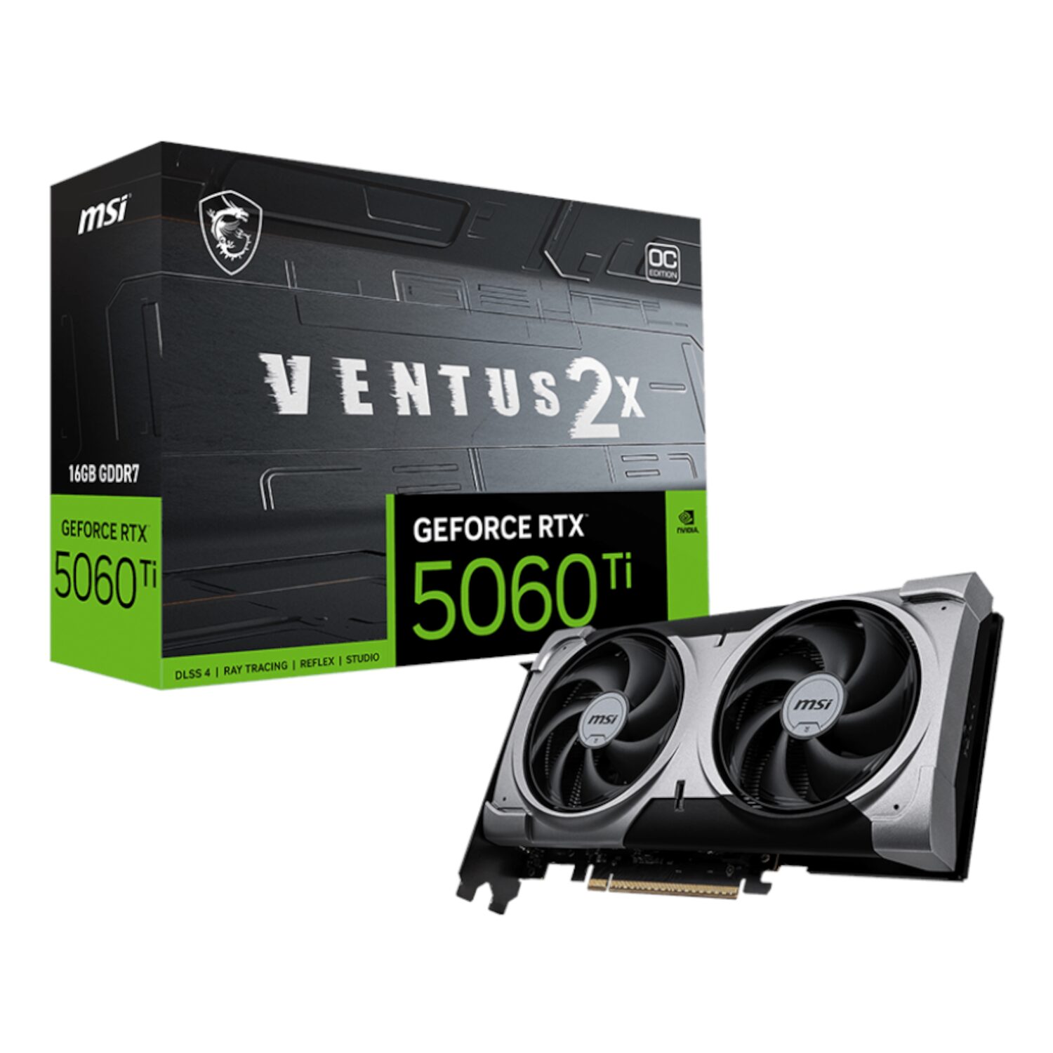 RTX5060TIVENTUS2XOCPLUS16-WR-01 MSI GeForce RTX 5060 Ti VENTUS 2X OC PLUS 16GB GDDR7 Graphics Card