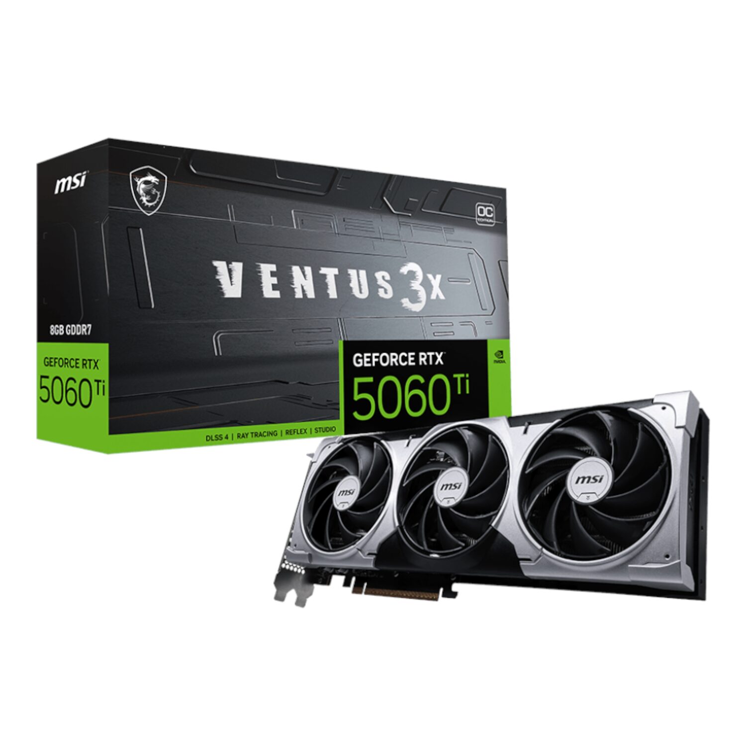 RTX5060TIVENTUS3XOC8GB-WR-01 MSI GeForce RTX 5060 Ti VENTUS 3X OC 8GB GDDR7 Graphics Card