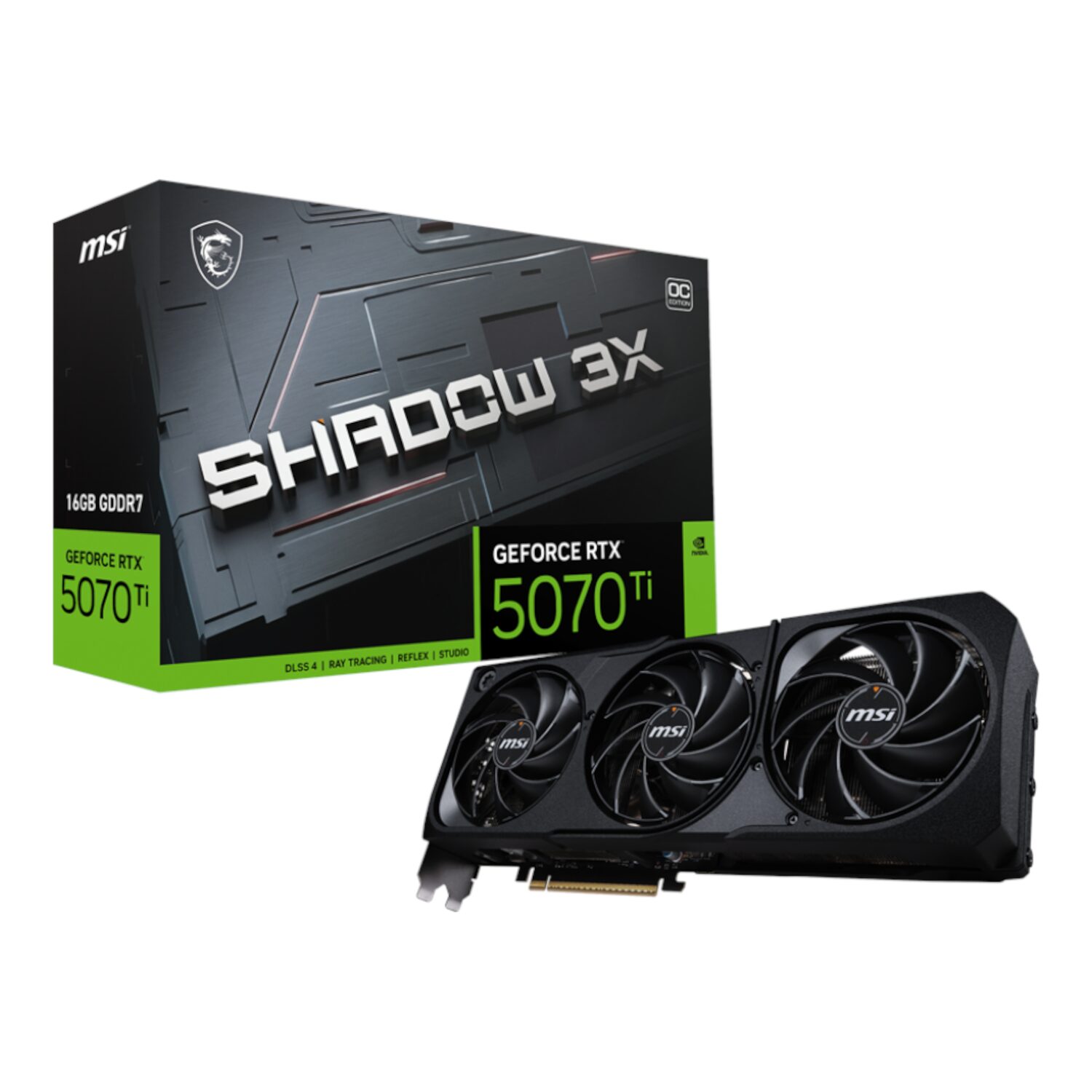 RTX5070TISHADOW3XOC16GB-WR-01 MSI GeForce RTX 5070 Ti 16GB GDDR7 SHADOW 3X OC Graphics Card