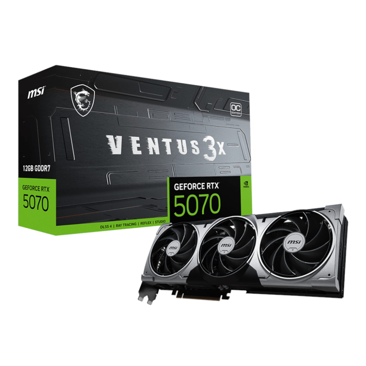 RTX5070VENTUS3XOC12GB-WR-01 MSI GeForce RTX 5070 12GB VENTUS 3X OC Graphics Card - PCIe 5.0