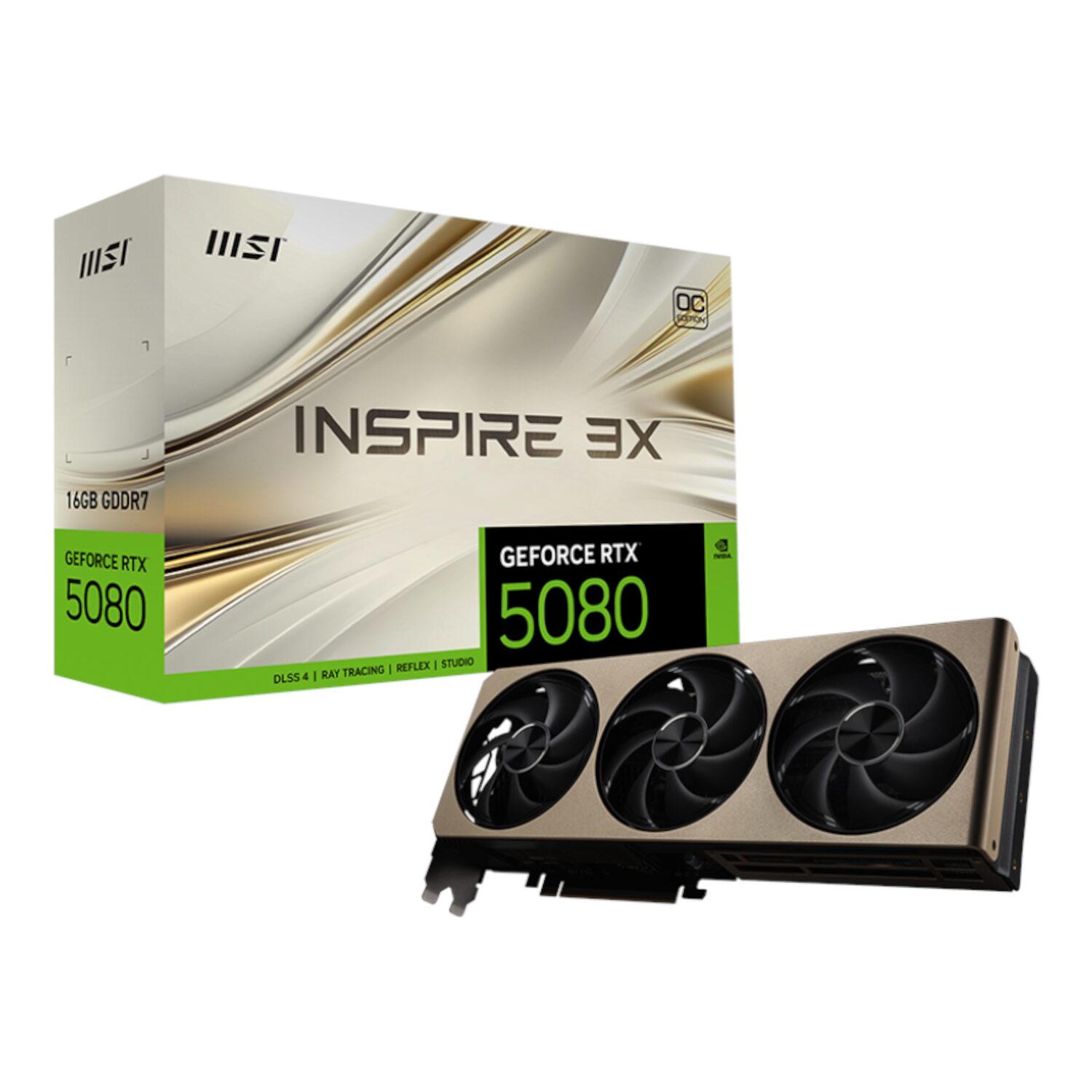 RTX5080INSPIRE3XOC16GB-WR-01 MSI GeForce RTX 5080 16GB INSPIRE 3X OC Graphics Card