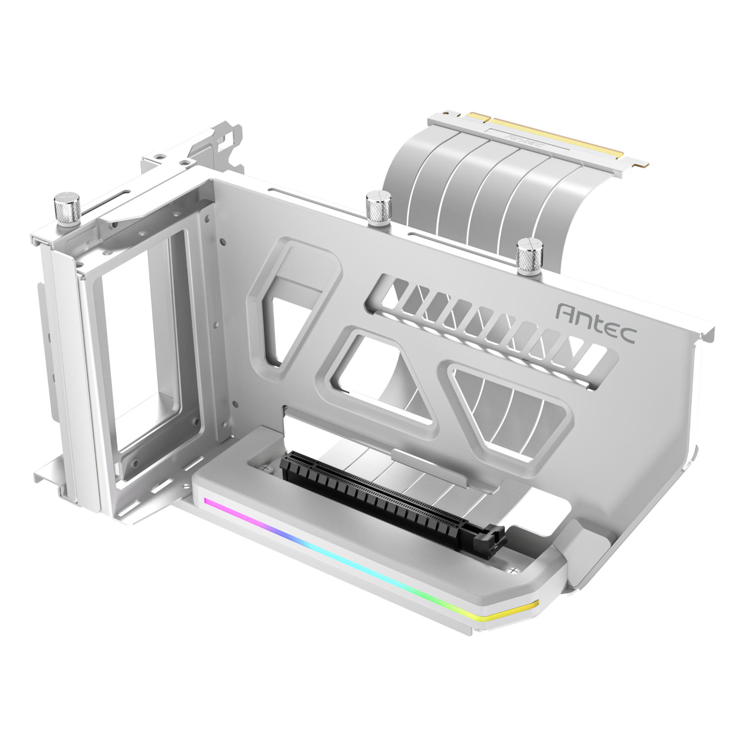 SHIFT-ARGB-WHT_Antec-Vertical-GPU-Bracket-with-PCIE-4.0-Riser-Cable-Shift-ARGB-White-_wr_01 Antec SHIFT ARGB Vertical GPU Bracket with PCIe 4.0 Riser Cable – White