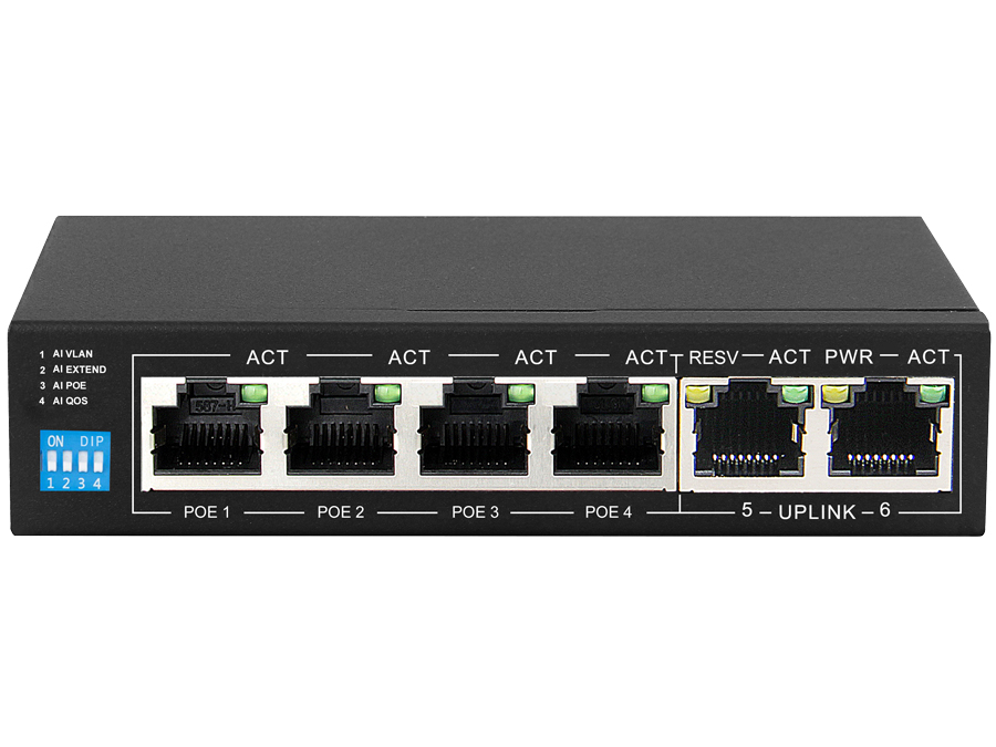 SPS-4F2F Scoop 6 Port Fast Ethernet 4 PoE 60W Switch