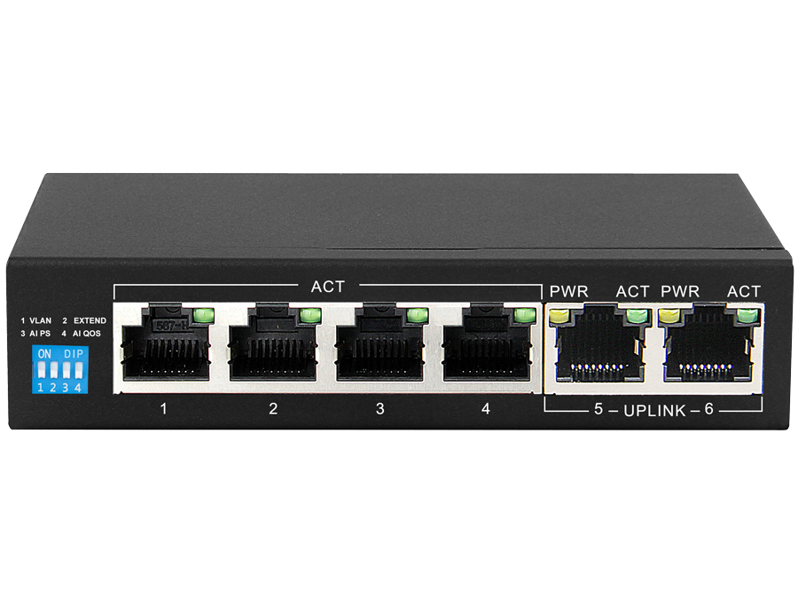 SPS-4G2G Scoop 6 Port Gigabit 4 PoE 60W Switch