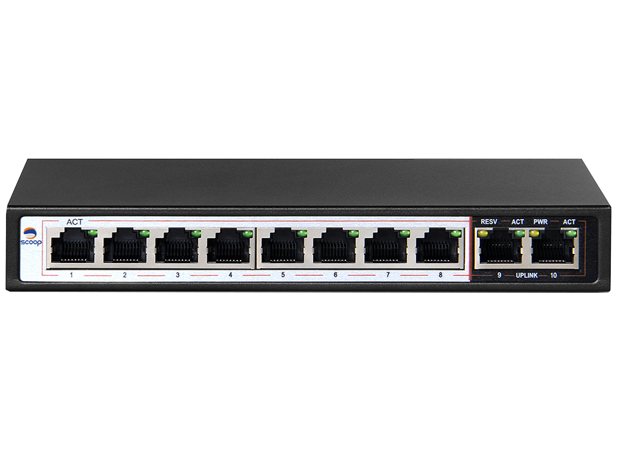 SPS-8G2G Scoop 10 Port Gigabit 8 PoE 96W Switch