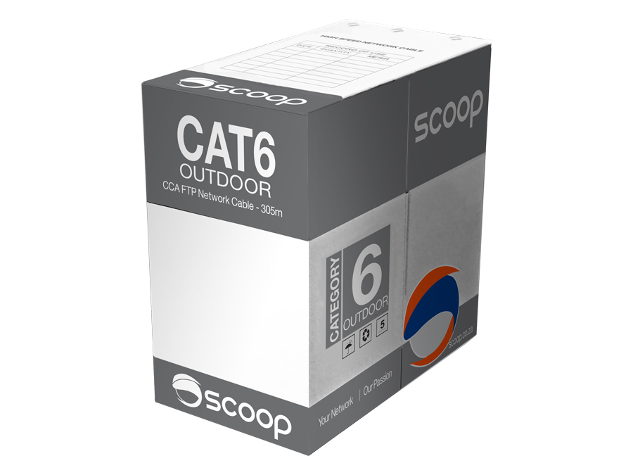 TC-6305C Scoop 305m Box CAT6 Outdoor FTP CCA Cable