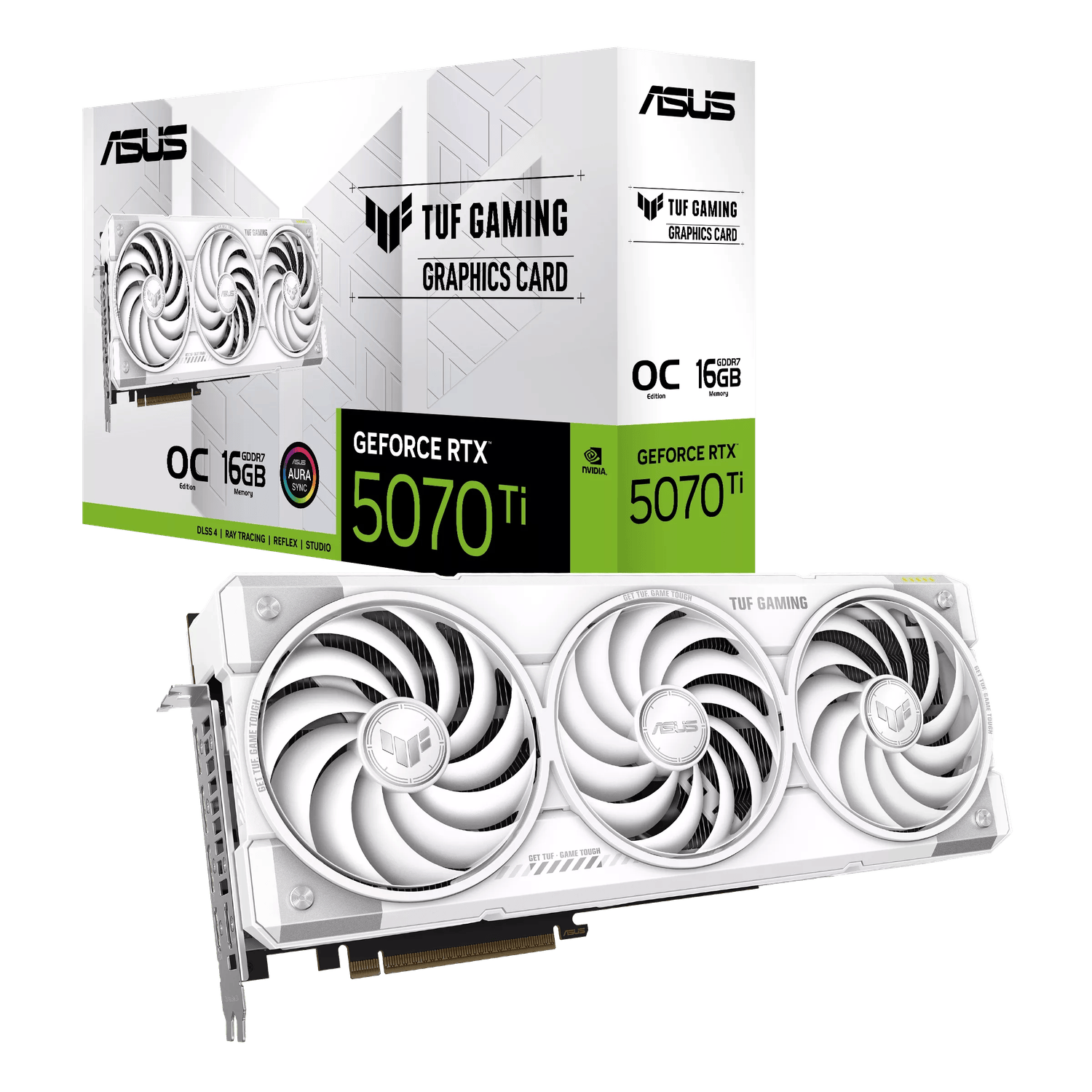 TUF-RTX5070TI-O16G-GAMW_ASUS_GeForce_RTX_5070Ti_TUF_GAMING_16GB__wr_01 ASUS GeForce RTX 5070Ti TUF GAMING 16GB OC White Graphics Card