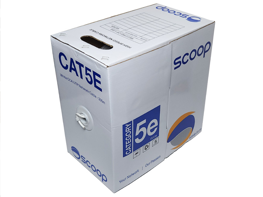 UTP-305CW Scoop 305m Box Cat5e CCA White UTP Cable