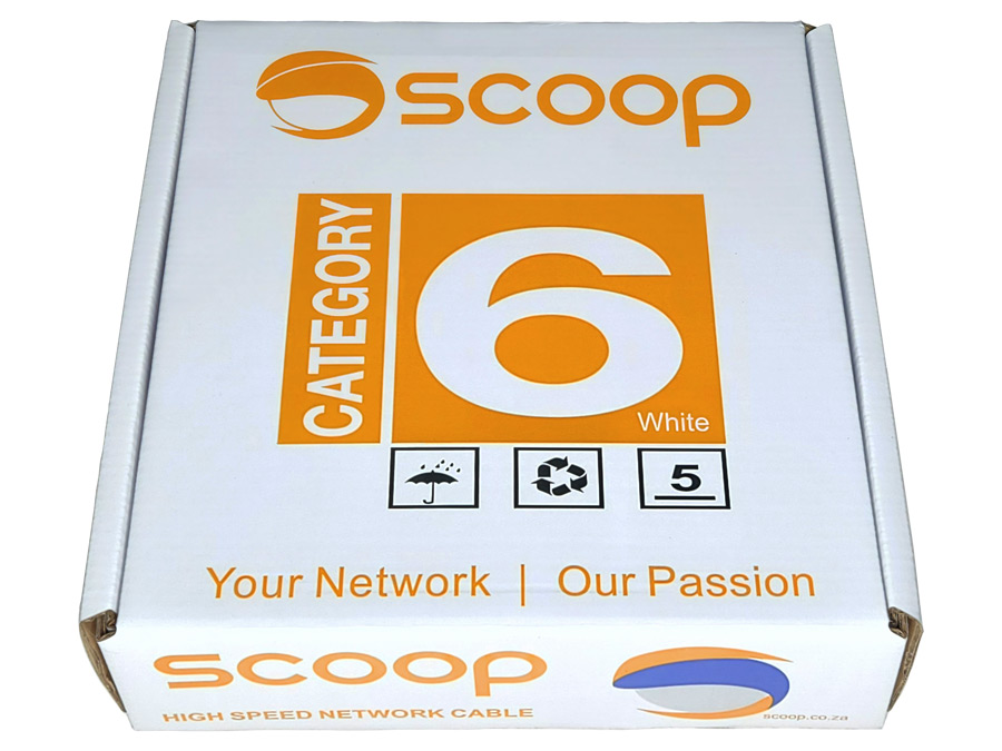 UTP-6100CW Scoop 100m Box Cat6 CCA White UTP Cable