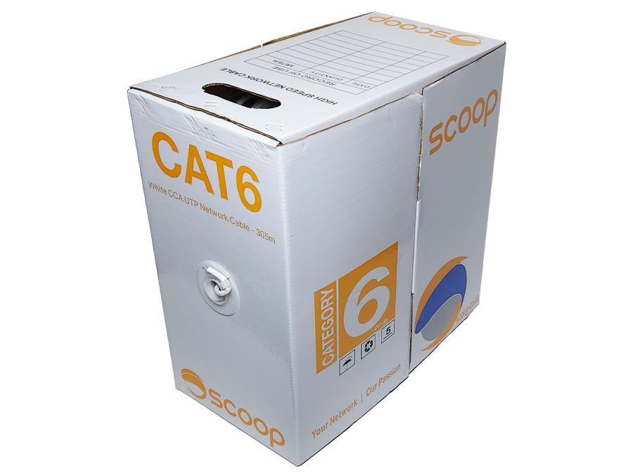 UTP-6305CW Scoop 305m Box Cat6 CCA White UTP Cable