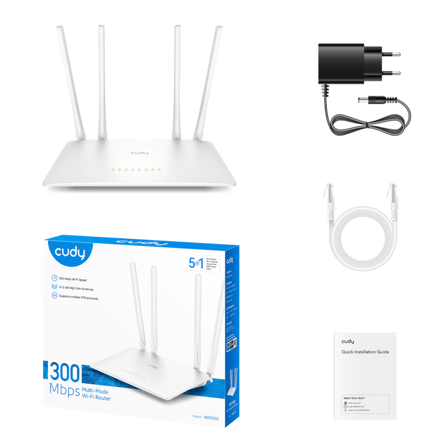 WR300S_CUDY-N300-300MBPS-WIFI-ROUTER_05 Cudy WR300S 300Mbps 5-Port Wi-Fi 4 Router – White