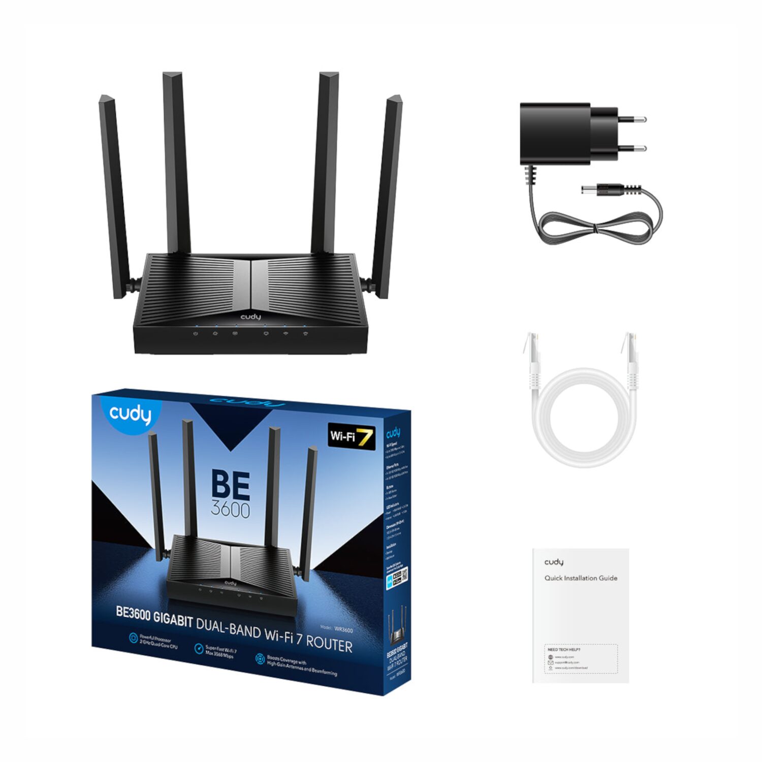 WR3600E-WR-03 Cudy BE3600 Gigabit Wi-Fi 7 Router (WR3600)