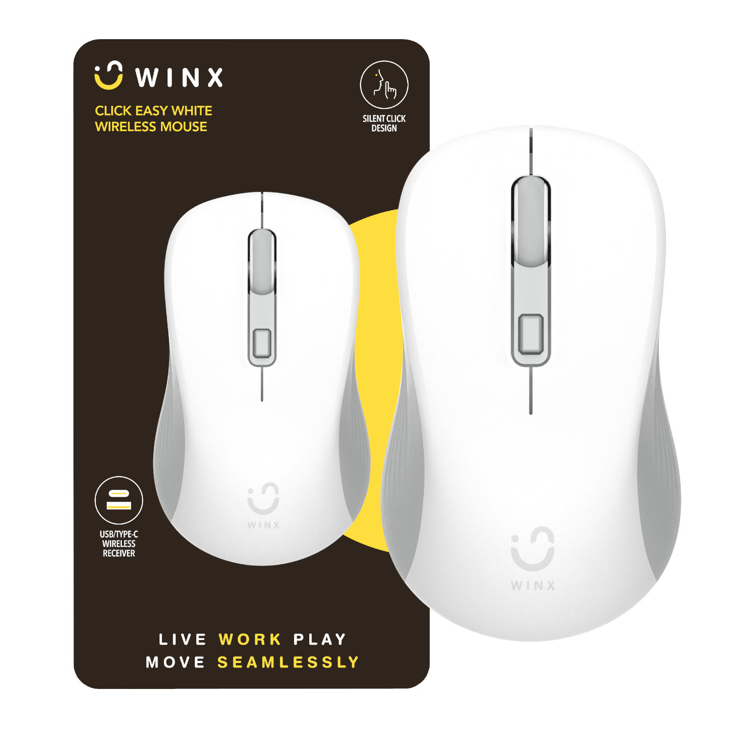WX-KB109_WINX_CLICK_Easy_1600DPI_Wireless-Mouse_White_wr_01a WINX CLICK Easy 1600DPI 2.4GHz Wireless Mouse - White