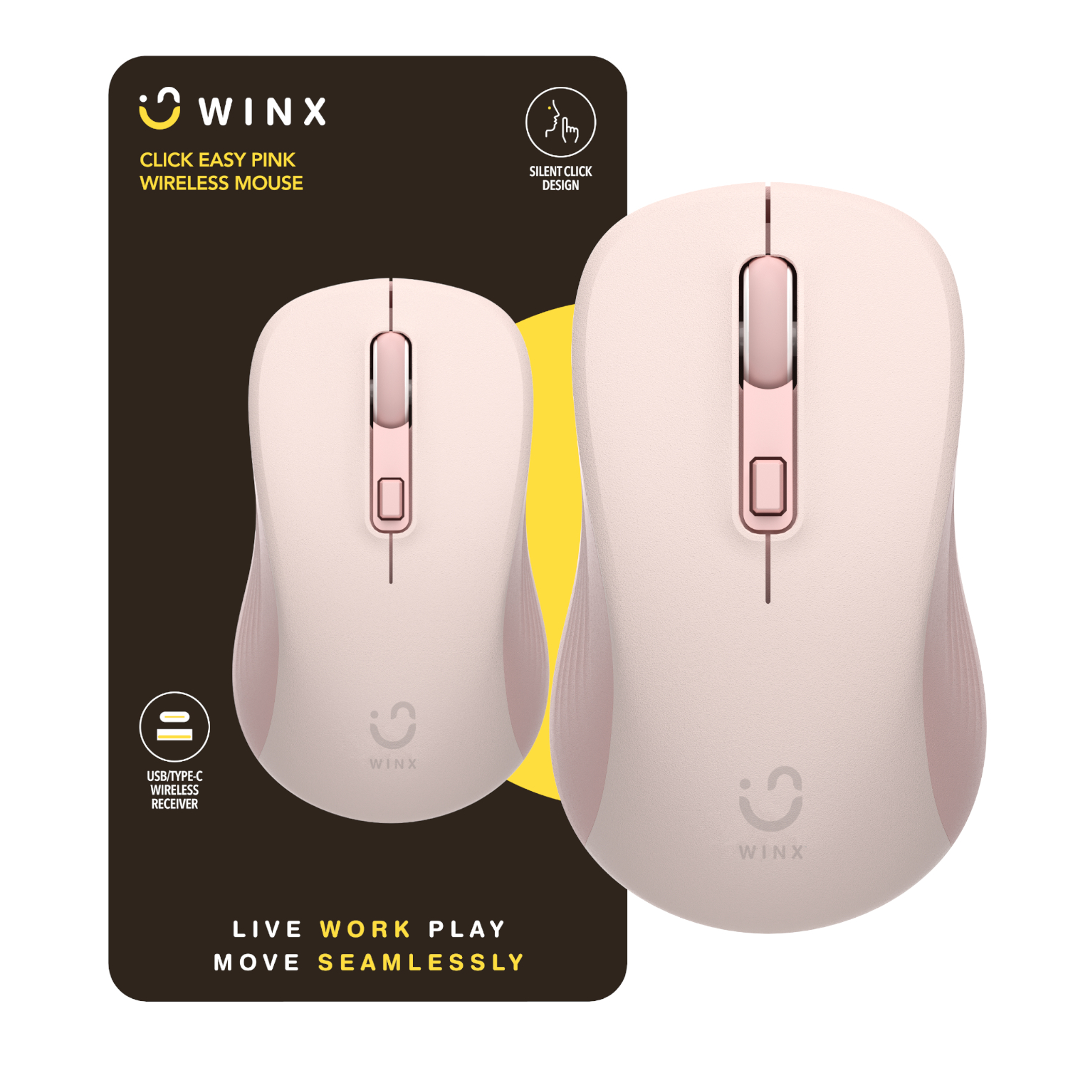 WX-KB110_WINX_CLICK_Easy_1600DPI_Wireless-Mouse_Pink_wr_01a WINX CLICK Easy 1600DPI 2.4GHz Wireless Mouse - Pink
